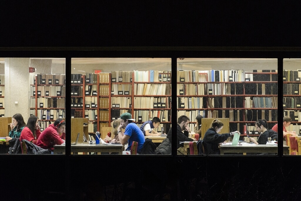 As the semester draws to a close, students study inside Wendt Library at the University of Wisconsin-Madison on Dec. 6, 2015.