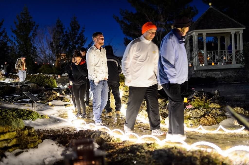 High winds didn't deter hundreds of people from enjoying a nighttime walk amid six custom-made luminaries and lanterns on display at the Allen Centennial Garden the evening of Feb. 19. The free, public-art event, called Luminous, included a bonfire and warm treats.