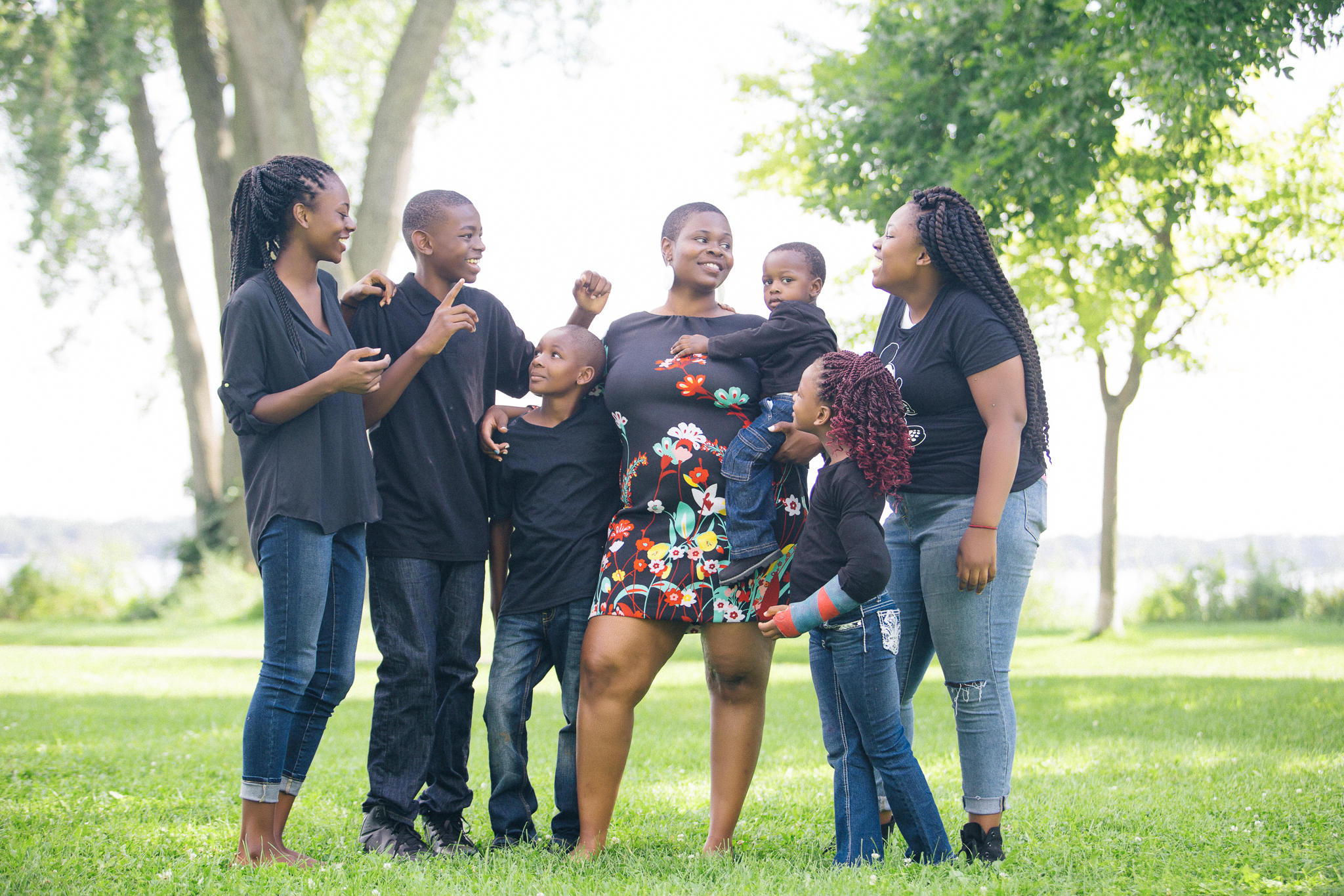 Sagashus Levingston, center, is working toward a Ph.D. in English literature, even while raising her six children. 