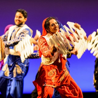 Student members of Wisconsin's School of Bhangra dance during the Multicultural Orientation and Reception (MCOR) at the Wisconsin Union Theater's Shannon Hall at the University of Wisconsin-Madison on September 6, 2017. MCOR is part of a series of beginning-of-the-semester Wisconsin Welcome events. (Photo by Jeff Miller / UW-Madison)