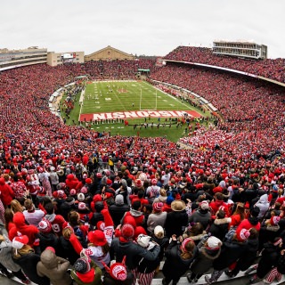 Fans fill Camp Randall Stadium at the University of Wisconsin-Madison as the Wisconsin Badgers play a football game against the Michigan Wolverines on Nov. 18, 2017. Wisconsin won the game, 24-10. (Photo by Jeff Miller / UW-Madison)