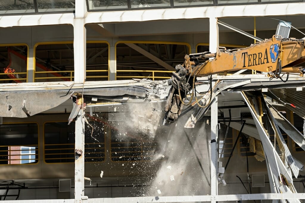 The running track on the SERF's upper floor is torn down.