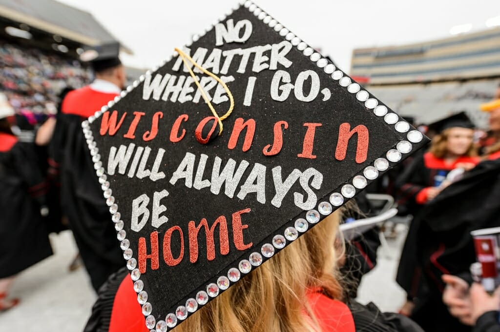 Photo of a mortarboard that reads, 