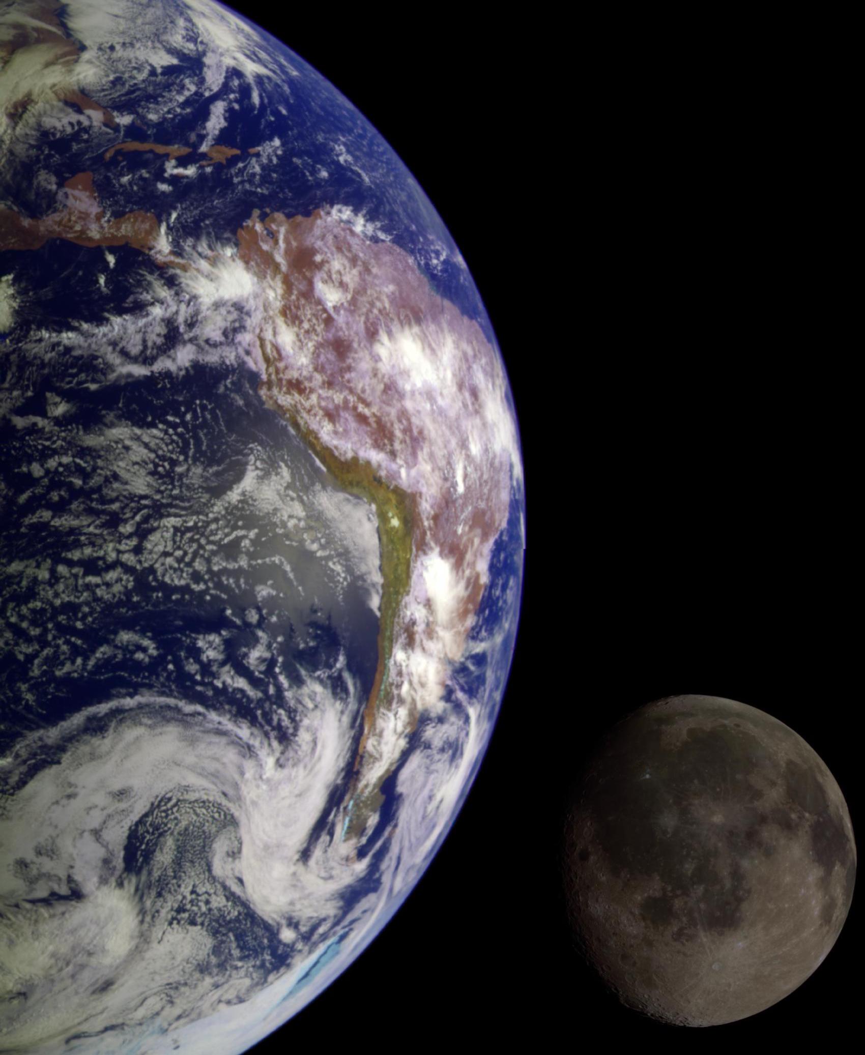 Photo: Composite of Earth and moon